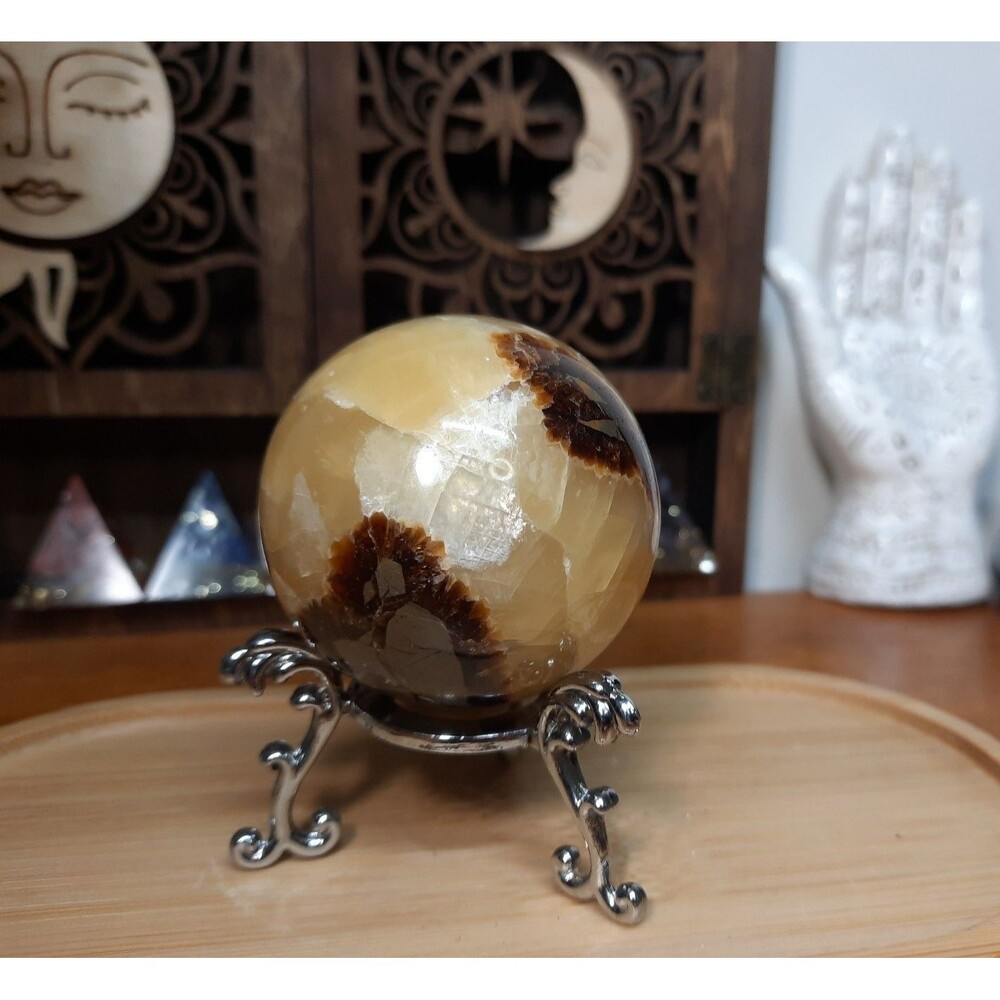 Natural Polished Carved Dragon Septarian Quartz Sphere